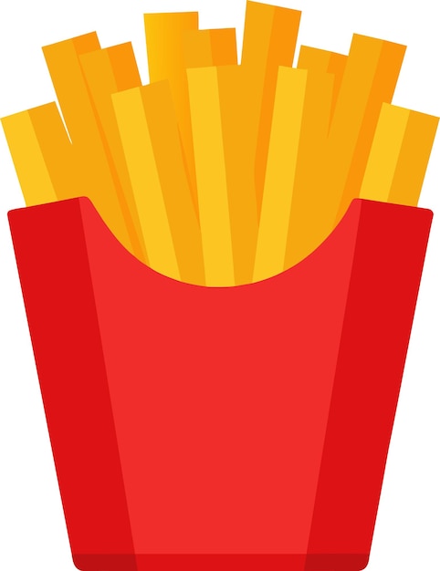 Papas fritas en una caja roja Comida rápida Ilustración vectorial