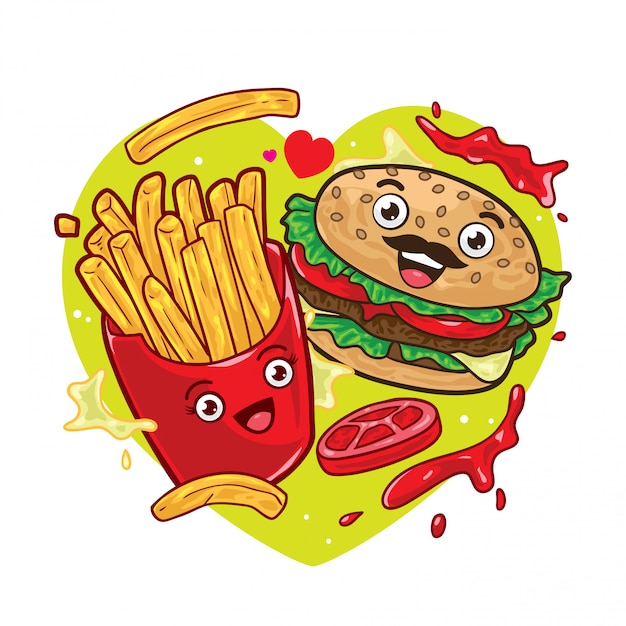 Papas fritas y hamburguesas