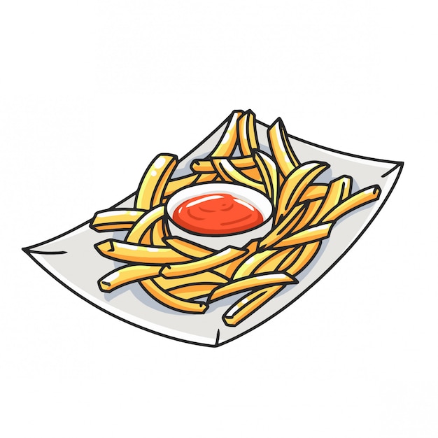 Vector papas fritas con salsa