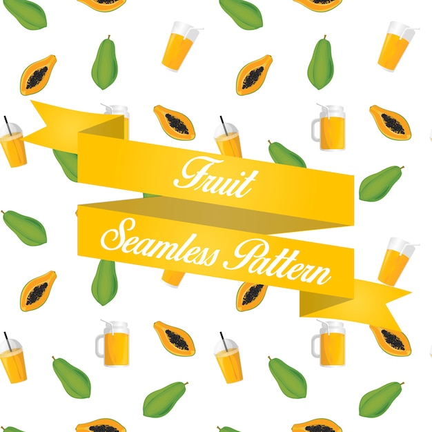 Papaya fruit juice seamless pattern background