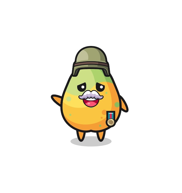 Papaya linda como diseño lindo de dibujos animados veteranos