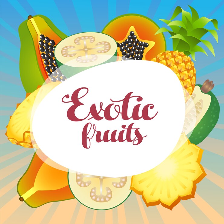 papaya piña feijoa fruta exótica tarjeta