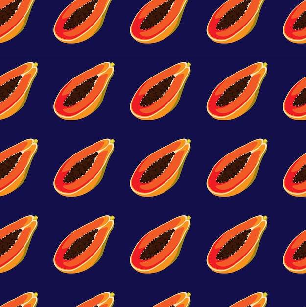 Papaya plano patrón sin costuras en fondo azul papel de embalaje diseño de cartel de regalo cartel de cartel