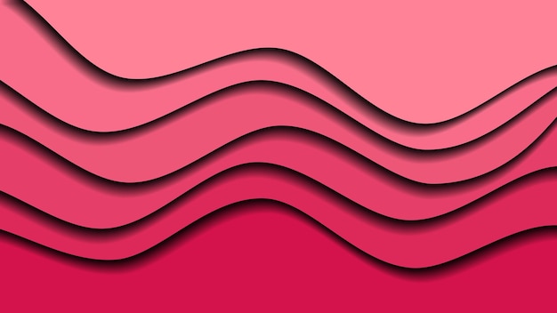 El papel 3d superpuesto ondulado rojo y rosa talla el fondo abstracto de diseño de formas de estilo recortado