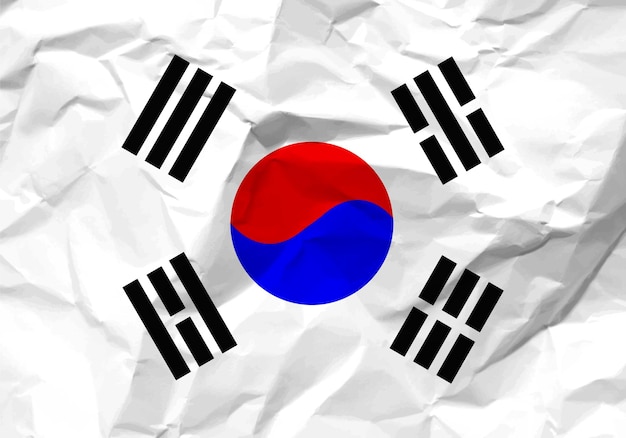 Papel arrugado bandera de corea del sur