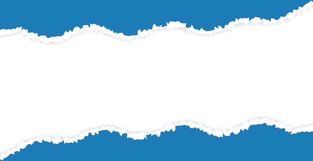 Papel azul rasgado sobre fondo blanco Marco de ilustración vectorial Papel de pared estandarte abstracto