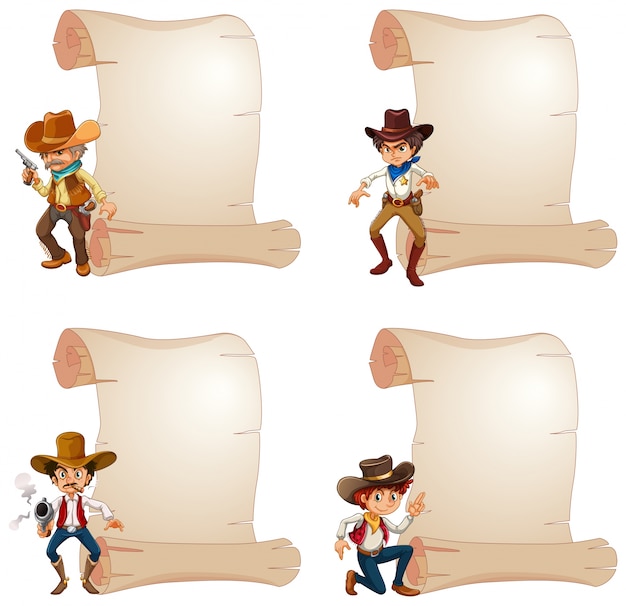 Vector papel en blanco con muchos vaqueros