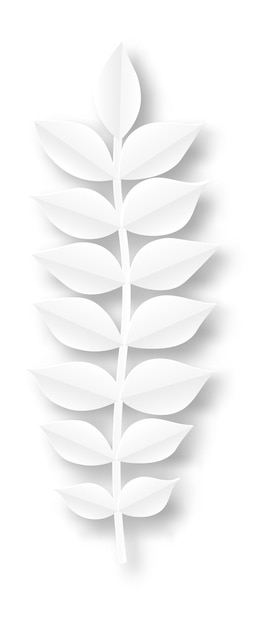 Vector papel blanco de rama de hoja elemento de naturaleza cortado aislado en fondo blanco