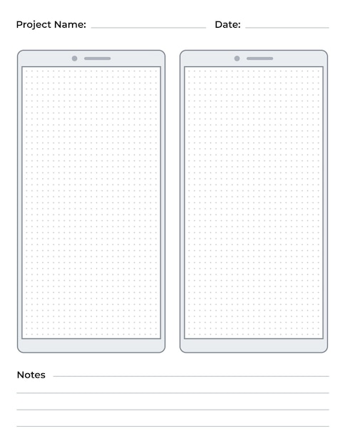 Papel de boceto de interfaz de teléfono inteligente para diseño de UI y UX