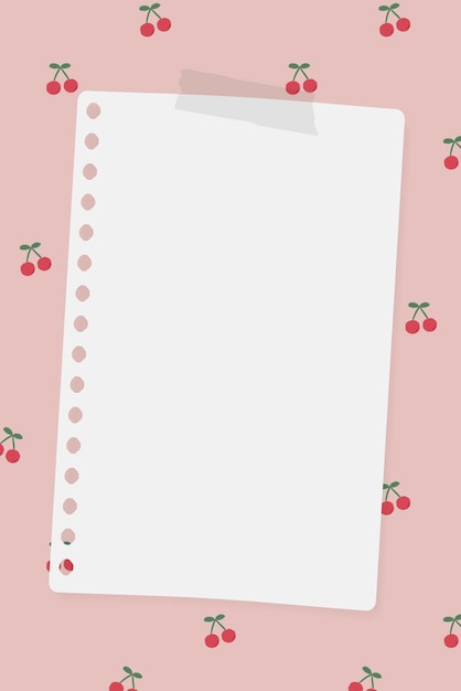 Papel de carta en blanco en vector de plantilla social de patrón de cereza roja