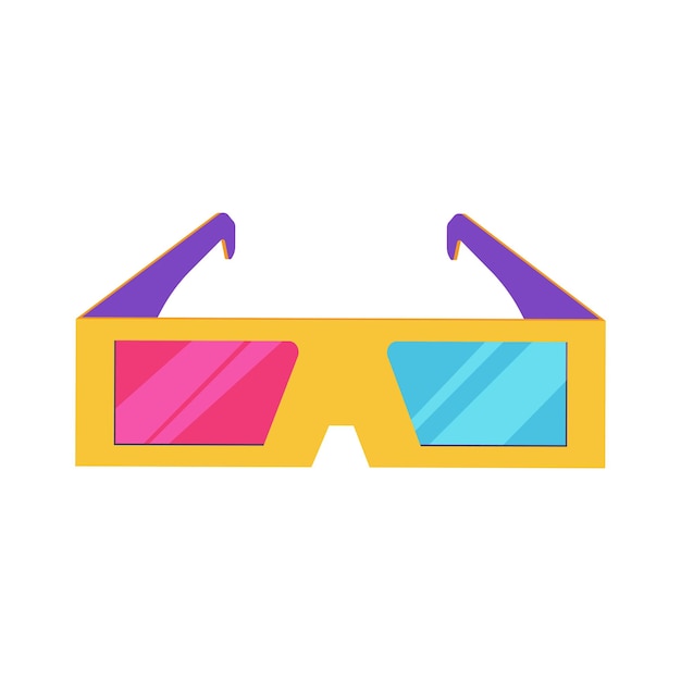 Papel de cine, gafas estéreo 3D sobre un fondo blanco