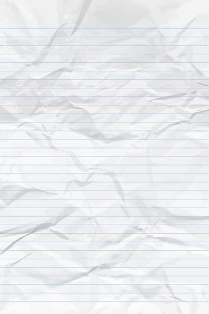 Vector papel de cuaderno blanco, limpio y arrugado con líneas plantilla de papel vacío a cuadros arrugados verticales para carteles y pancartas ilustración vectorial