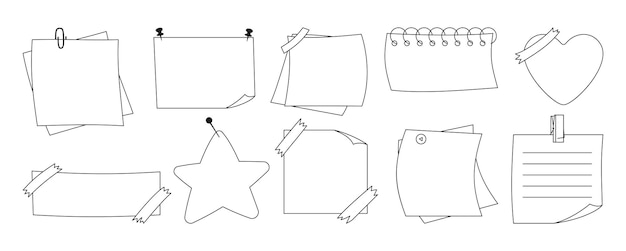 Papel de cuaderno, juego adhesivo, blocs de notas vacíos, mensajes de nota, pegatina, planificación de notas