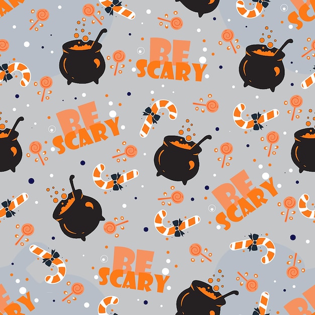 Papel digital de patrones sin fisuras de halloween Vector Premium