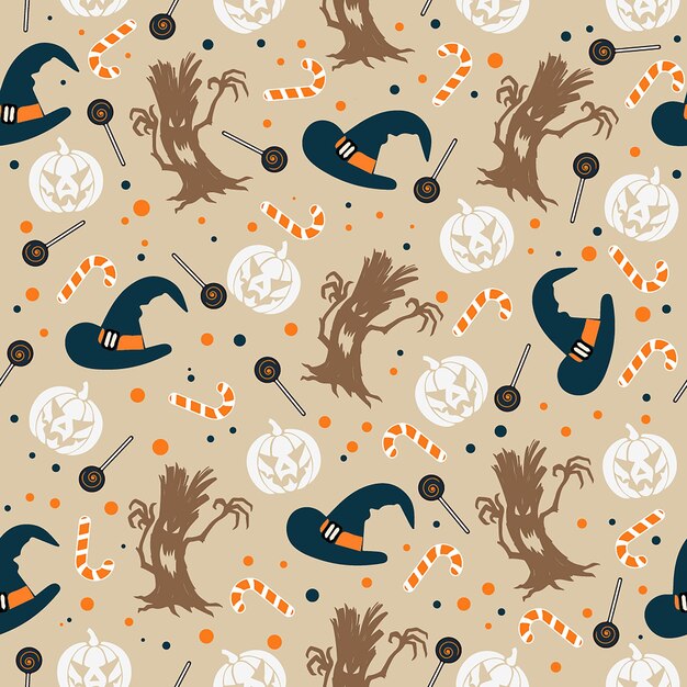 Papel digital de patrones sin fisuras de halloween Vector Premium