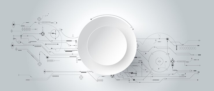 Vector papel de diseño 3d con círculo de línea con placa de circuito ilustración resumen moderno futurista