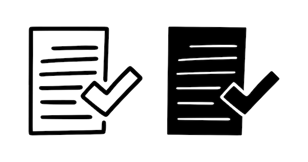 Papel de documento con marcado de comprobación Vector de dibujos animados