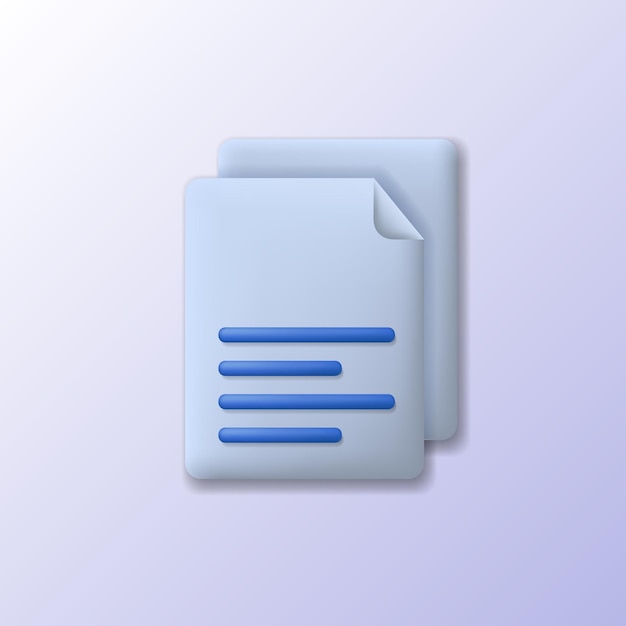 Papel de documento de página de archivo 3d o copia concepto de ilustración de icono lindo para archivo de datos digitales