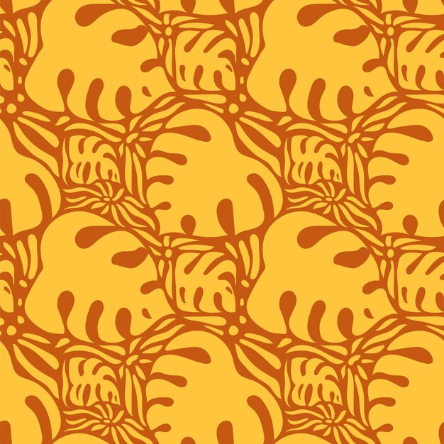 Papel de envoltura para banderas de papel tapiz de tela con patrón amarillo sin costuras refinado con hojas de monstera