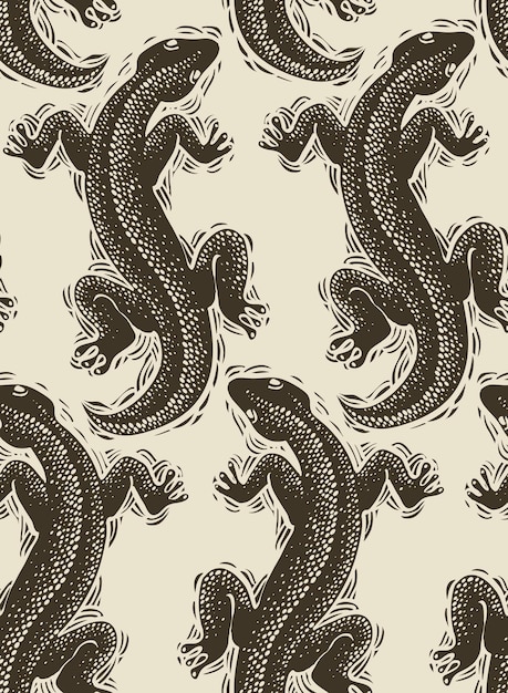 Papel de envoltura de lagartos vectoriales, patrón sin costuras con reptiles, papel tapiz de zoología de arte. vista superior de lagartos estilizados.