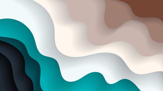 Papel de fondo abstracto en azul y marrón A4 color abstracto conjunto de ilustración de arte en papel 3d