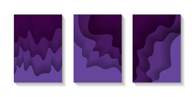 Papel de fondo abstracto en color púrpura A4 conjunto de ilustración de arte de papel 3d Colores de contraste
