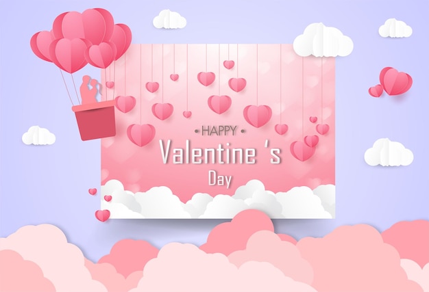 un papel en forma de corazón estilo artístico día de san valentín origami hecho globo aerostático