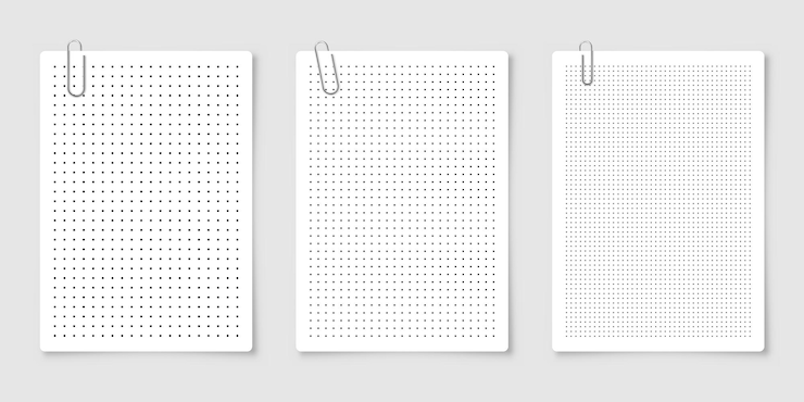 Vector papel gráfico punteado con patrón de puntos geométricos de cuadrícula para dibujo o escritura caligráfica