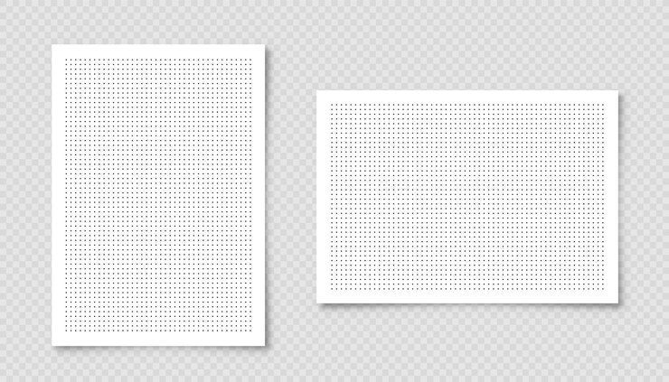 Vector papel gráfico punteado con patrón de puntos geométricos de cuadrícula para dibujo o escritura caligráfica