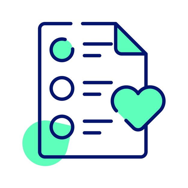 Papel con icono de concepto de salud de la lista de deseos listo para descarga premium