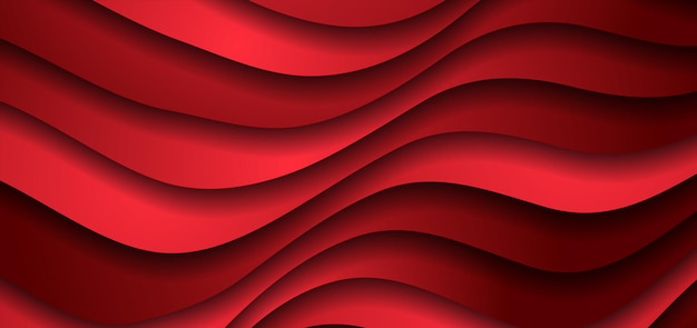 Papel líquido rojo brillante ondas estandarte abstracto