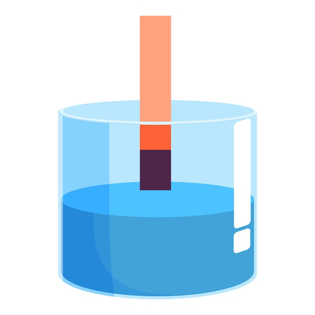 Papel de litmus para medir el ph del líquido azul en el vaso