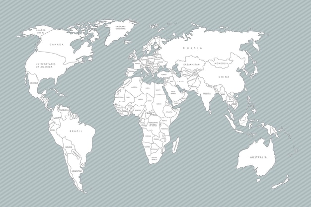 Papel de mapa mundial Mapa político del mundo sobre un fondo gris