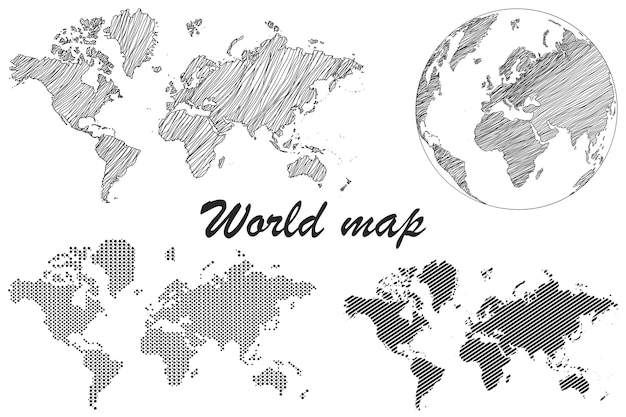 Papel de mapa mundial Mapa político del mundo sobre un fondo gris