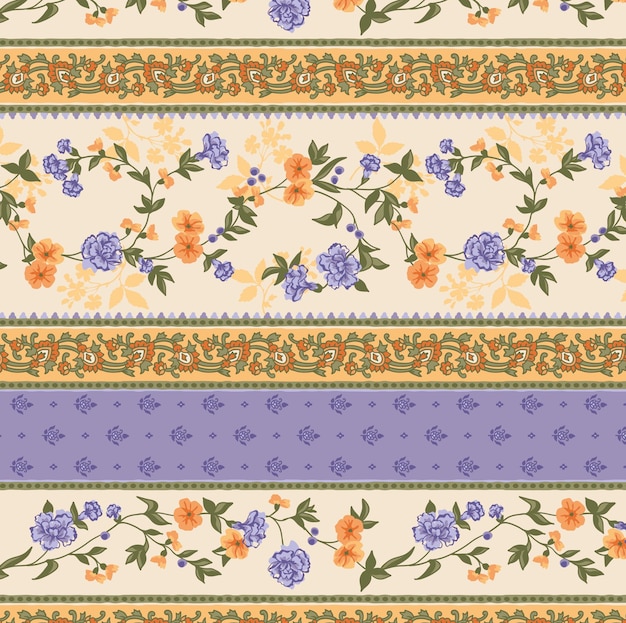 Papel de pared floral con patrón sin costuras de rayas vectoriales de paisley con patrón tradicional sin costuras