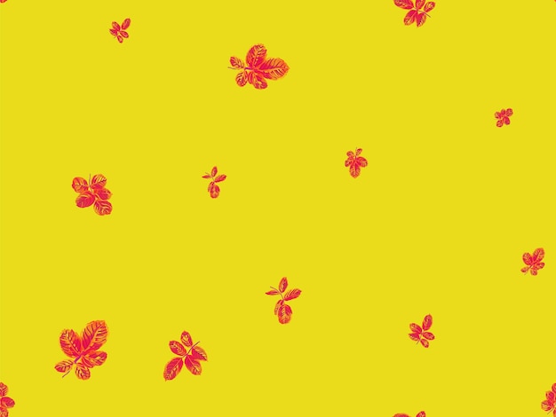 Papel de pared de la peonía de primavera repetida. El patrón sin costuras de las hojas de rosa. El diseño textil de verano. Colección de patrones de hojas de rosas inglesas pintadas. Fondo vectorial botánico romántico. Amarillo y rojo de azafrán