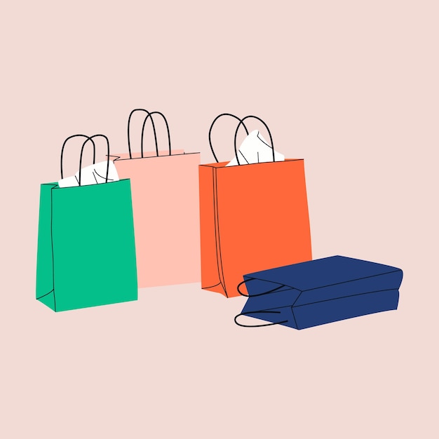 Papel de pila colorido Bolsas de compras o regalo con papel artesanal Sacos de dibujos animados para compras regalos