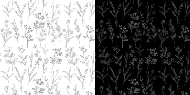 Vector un papel pintado en blanco y negro con un patrón floral.