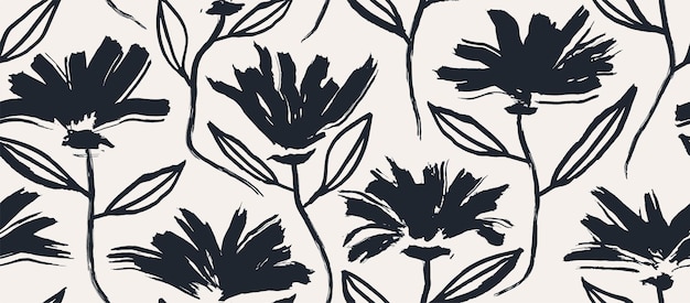 Un papel pintado en blanco y negro con un patrón floral.