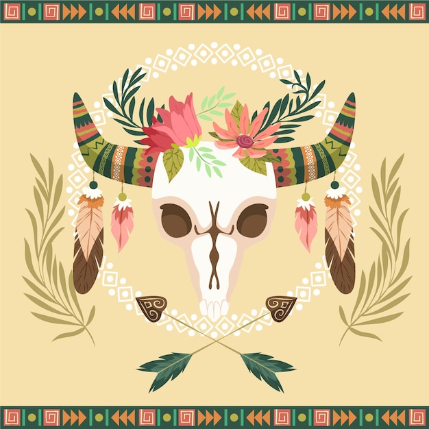 Papel pintado boho dibujado a mano