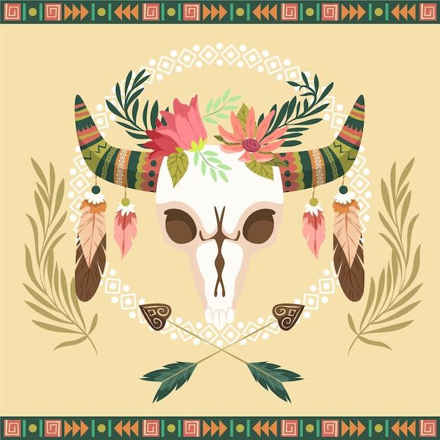 Vector papel pintado boho dibujado a mano