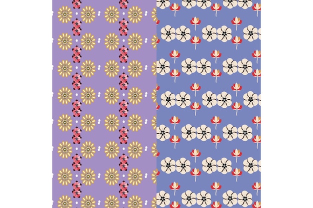 Papel pintado con estampados de flores e insectos en púrpura