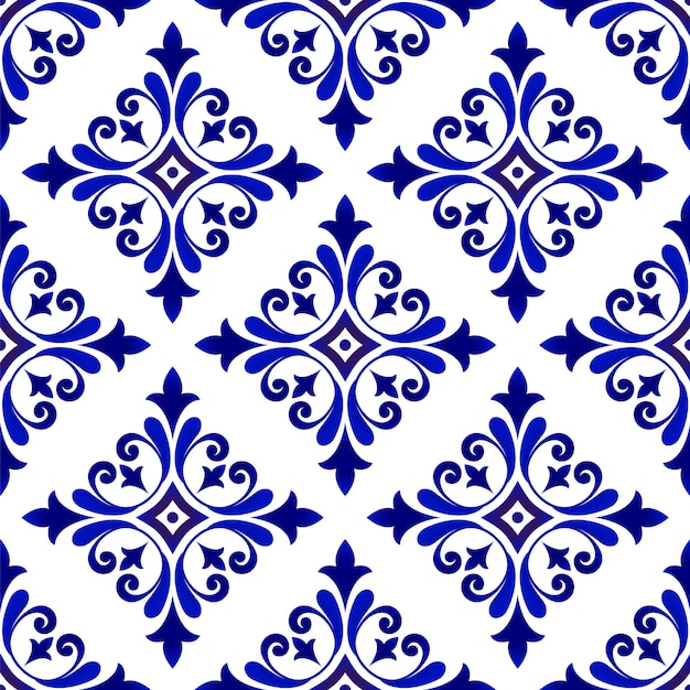 Papel pintado floral azul y blanco