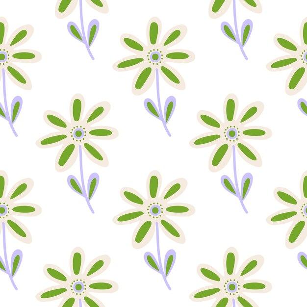 Papel pintado floral dibujado a mano Linda flor de patrones sin fisuras Estilo de arte ingenuo