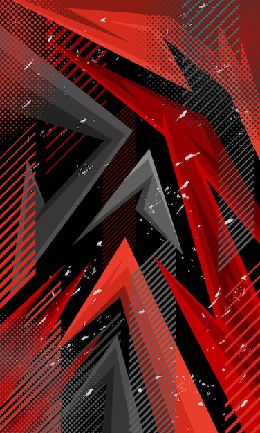 Papel pintado de forma geométrica abstracta rojo y negro para camiseta de sublimación