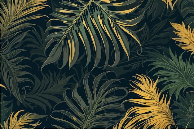 Papel pintado inspirado en la naturaleza con decoración de hojas de Monstera planas en 2D