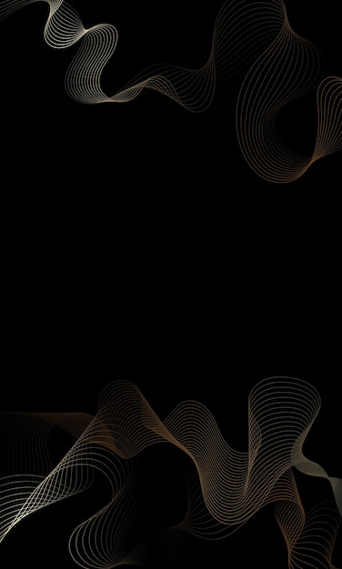 Papel pintado oscuro con elegantes líneas doradas onduladas