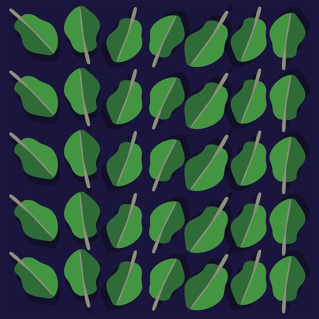 Papel pintado con patrón de hoja verde con vector de árboles de hoja tropical