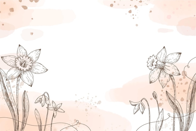 Papel pintado pintado a mano con elementos florales dibujados a mano