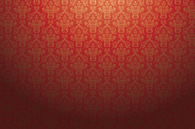 Vector un papel pintado rojo y dorado con un patrón dorado.